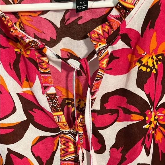 Fred David Pink and Brown Floral Blouse - Picture 5 of 6